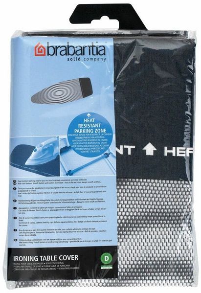 Brabantia Bügelbrett Bezug, Bügelbezug, Bügeltischbezug, Bügelbrettbezug, Baumwolle & 2mm Schaumstoff, mit Kordelzug, Größe D, 135x45 cm, Titan Oval, 266782