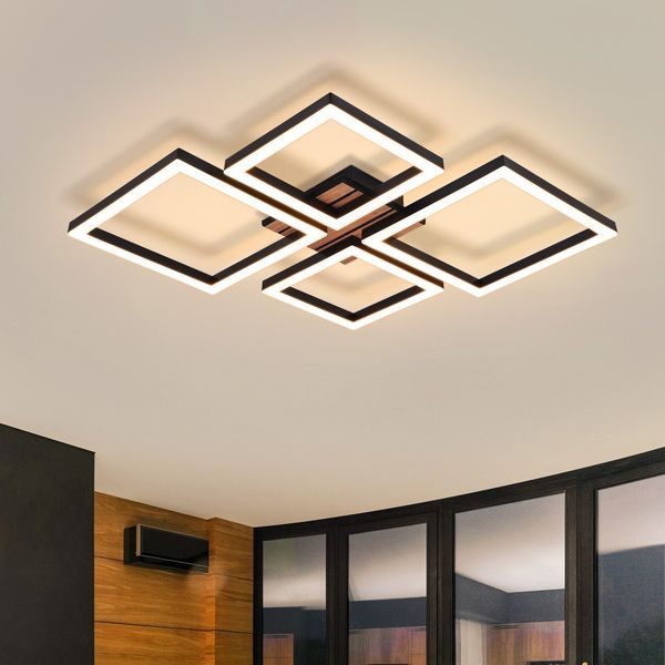 ZMH Deckenleuchte LED Warmweiß 21W Quadrate Holz Deckenlampe für Schlafzimmer & FlurLED fest integriert, Warmweiß, Die Leuchte eignet sich für Räume von 8-15 Quadratmetern.