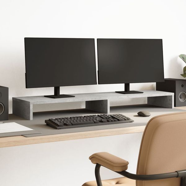 vidaXL Monitorständer Betongrau 100x27x10 cm Holzwerkstoff 854655