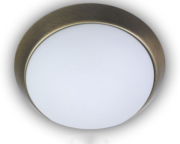 LED Deckenleuchte / Deckenschale, Opalglas matt, Dekorring Altmessing, Ø 50cm