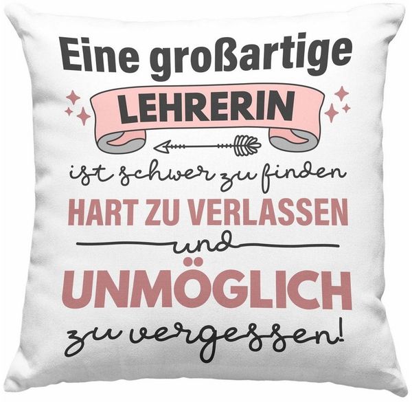 Trendation Zierkissen Trendation - Lehrerin Abschiedsgeschenk Kissen mit Füllung Spruch Klas