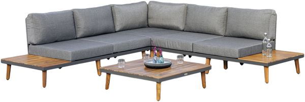Korfu Lounge Set, Eckbank inkl. Auflagen, Tisch 95 x 95 cm