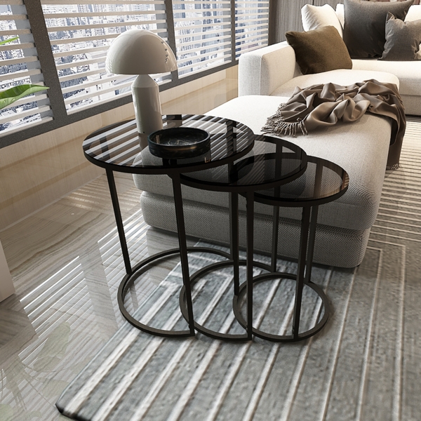 Satztisch Kyyjärvi im 3er Set Schwarz/Transparent [en. casa] *80989389*