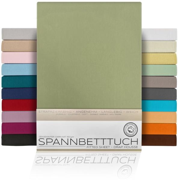 Beautex Spannbettlaken Spannbetttuch Bettlaken aus gekämmter Baumwolle Premium Jersey 160g/m², Jersey, Gummizug: rundum, (1 Stück)