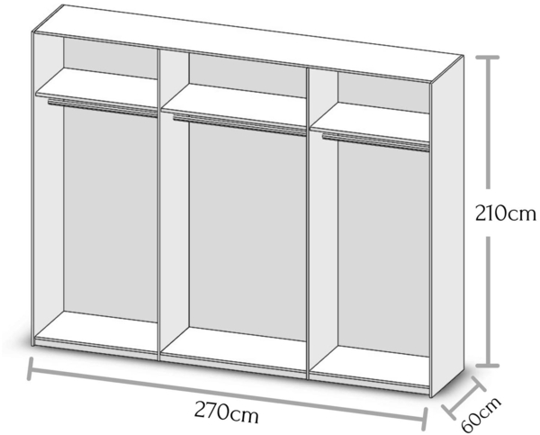 Kleiderschrank >Melodie< in Artisan Eiche Nachbildung - 270x210x60cm (BxHxT) Bild 3