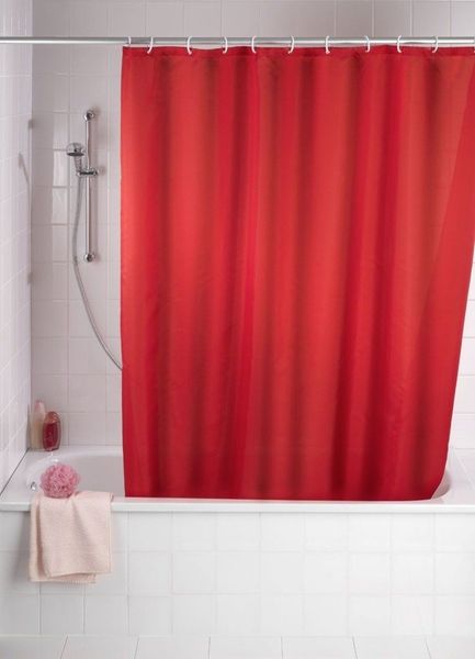 WENKO UNI Duschvorhang 180 x 200 cm, Rot, waschbar
