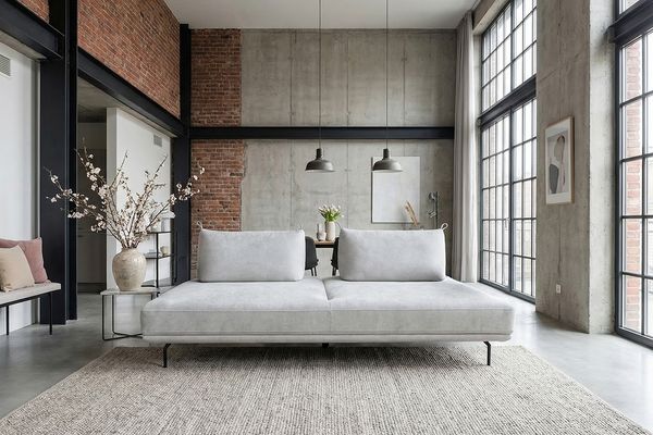 KAWOLA Sofa CANE Schlafsofa Daybed Stoff grau 80 x 100 x 210 cm