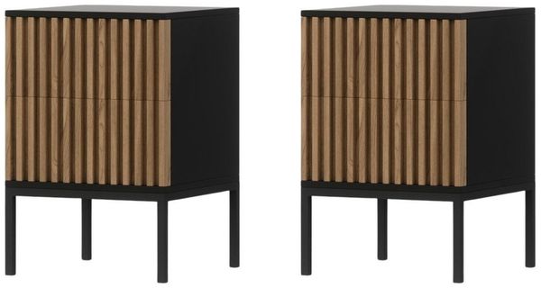 MOEBLO Nachttisch Meteor (Nachttisch 2er Set - Nachttisch Nachtkommode Nachtschrank Nachtkonsole Beistelltisch Schlafzimmer, 2-St), (HxTxB):60x40x40 cm