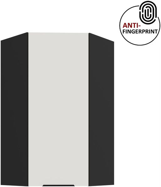 Küchen Eckhängeschrank 60x60 cm - Höhe 90 cm Küche ARIA Weiss ultra matt + Schwarz matt, hochwertige Fronten mit Anti Fingerprint Beschichtung Küchenzeile Küchenblock