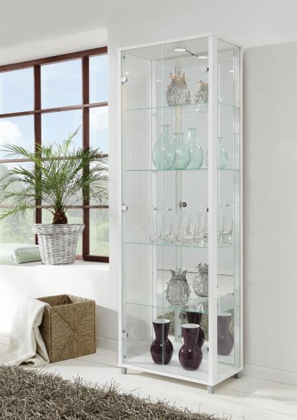 Glasvitrine >OPTIMA< in Weiß - 58x172x32cm (BxHxT)