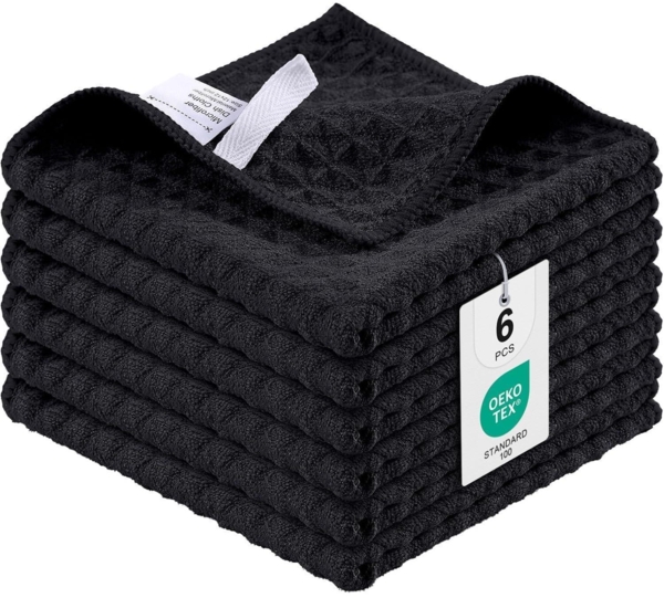 Microfasertücher 6er-Set Saugfähige Küchentücher 30 x 30 cm Schwarz