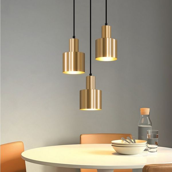 ZMH Pendelleuchte Esszimmer 3 Flammig Gold E27 Hängelampe Metall Schlafzimmer Flur, Einfache Installation, ohne Leuchtmittel, Vintage Esstischlampe für Schlafzimmer Küche