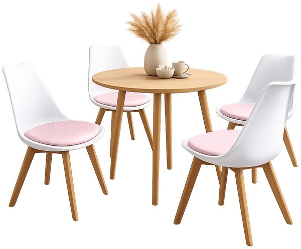 Stuhl Atlanta Weiß/PU Rosa Muster 4er-Set