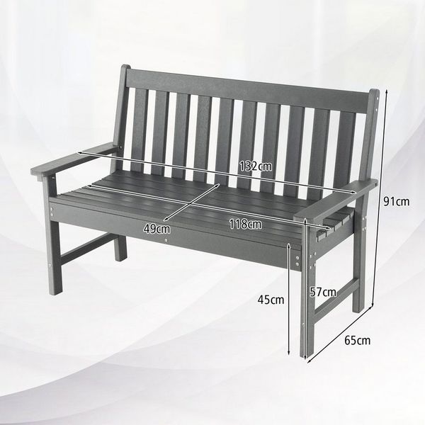 COSTWAY Gartenbank 2-Sitzer Sitzbank, 132 x 65 x 91 cm, bis 320kg