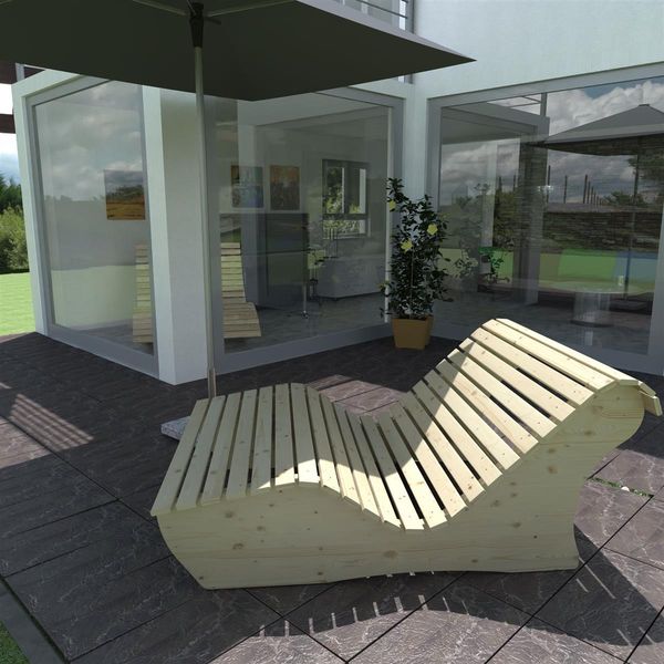 Relaxliege "Sigi" Gartenliege Massivholz Fichte gerade 90cm