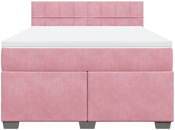 vidaXL Boxspringbett mit Matratze Dunkelrosa 140x200 cm Samt 3286335 Bild 4