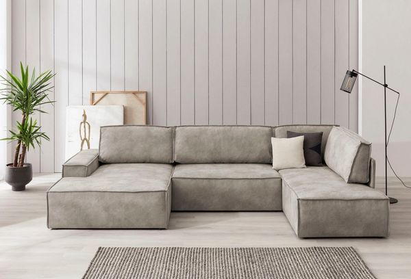 Home affaire Wohnlandschaft SHERWOOD U-Form, 329 cm - OTTO. Verlässliche Qualität, Schlaffunktion m. Bettkasten (194x139 cm), Cord, Vintage, Samtvelours