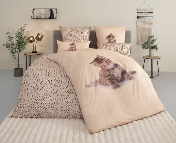OTTO home Bettwäsche Lyki, Microfaser, 2 teilig, ab Größe 135x200 cm, 100% Polyester, Katze, Pferd, Löwe, Pinguin