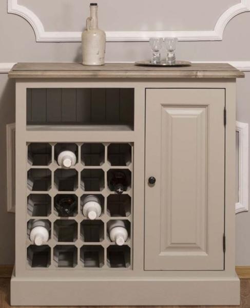 Casa Padrino Landhausstil Weinschrank mit Tür Beige / Naturfarben 90 x 41 x H. 90 cm - Landhausstil Möbel