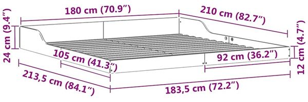vidaXL Bettrahmen Weiß 180 x 210 cm Massives Kiefernholz 873359 Bild 10