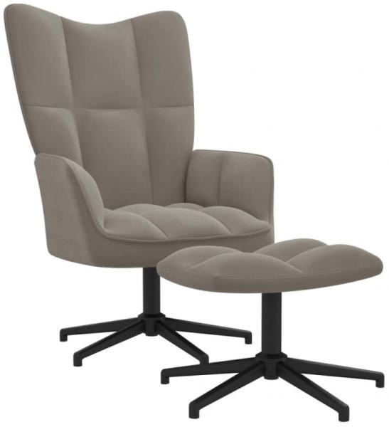 vidaXL Relaxsessel mit Hocker Hellgrau Samt [328106]