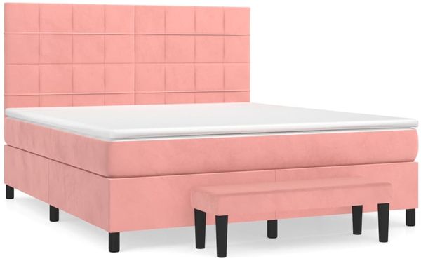 vidaXL Boxspringbett mit Matratze Rosa 160x200 cm Samt 3137856