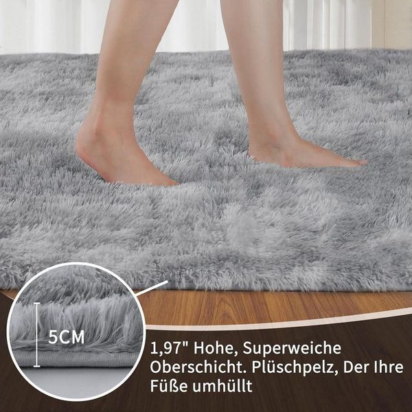 LuxusKollektion Hochflor-Teppich Teppich Hochflor Grau 200x300 Batik Hellgrau 200 x 300 cm (Rechteckig)