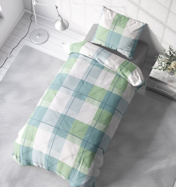 One Home Bettwäsche Modern, Biber, 2 teilig, kariert, kuschelig flauschig warm weich Winter Normalgröße Bild 3