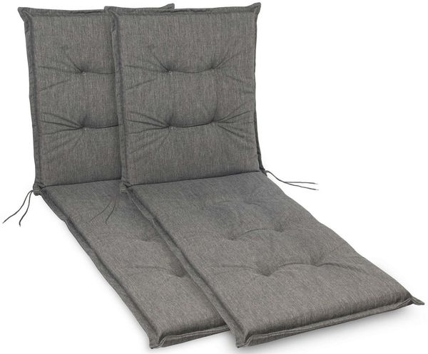 sunnypillow Liegenauflage Polsterauflagen für Gartenliege 190 x 60 x 9cm, 2 Stück Grau UV-Lichtecht