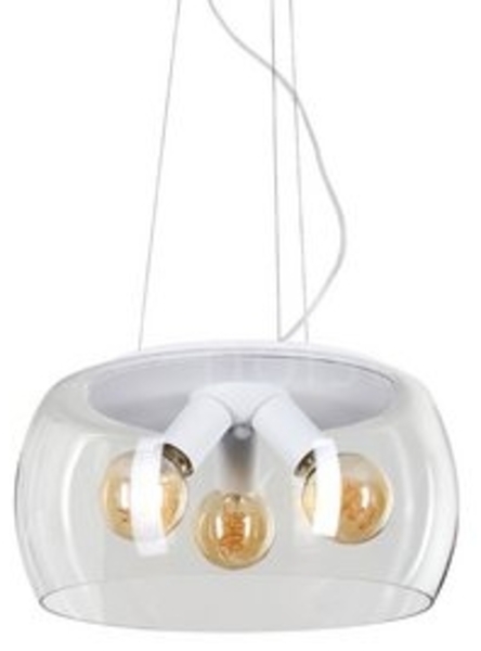 hofstein Hängeleuchte »Tiago« runde Pendellampe aus Metall in weiß, ohne Leuchtmittel, Retro Look, mit transparenten Glasschirmen, 3xE27, Höhe max. 150cm Bild 6