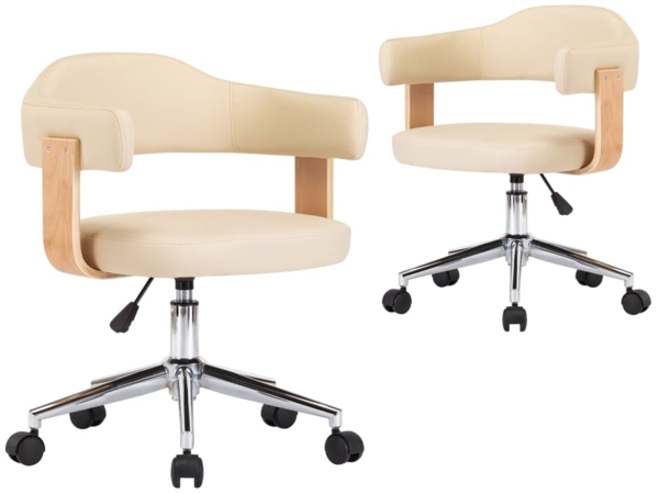 vidaXL Esszimmerstühle 2 Stk. Drehbar Creme Kunstleder 3054896