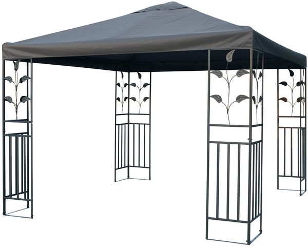 Metallpavillon 3x3 m Pavillon Pergola Gartenpavillon Partyzelt Festzelt stabil dunkelgrau