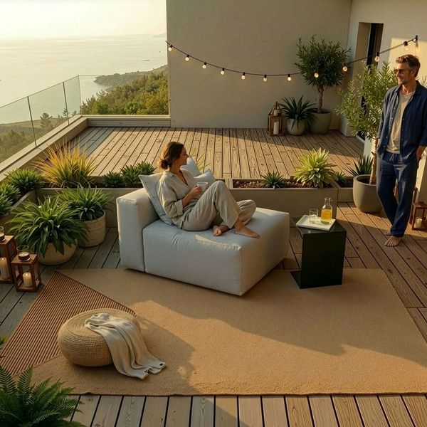 HOME DELUXE Modulares Outdoor Sofa ALAZIA Hellgrau - XS
