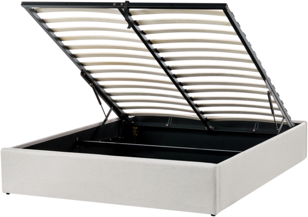 Bett mit Stauraum DINAN 140 x 200 cm Stoff Helles Beige