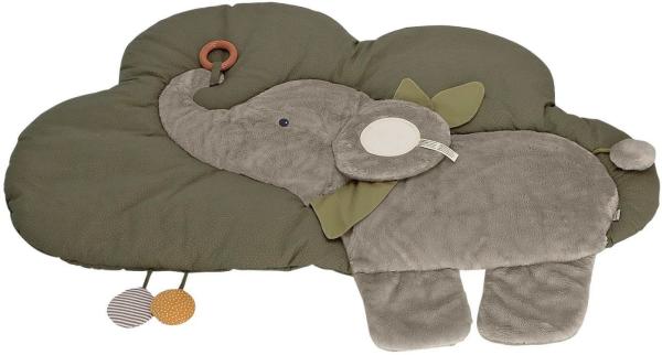 Sterntaler Baby Unisex Krabbeldecke Wolkenform Elefant Eddy - Schlafteppich, Spielmatte aus Flauschstoff, Spieldecke - grau