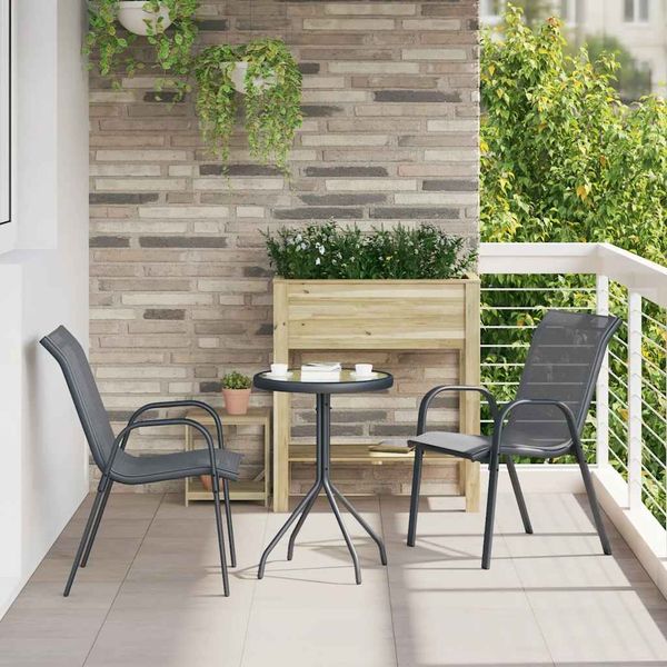 vidaXL Stapelbare Gartenstühle 2 Stk. Grau Textilene 318778