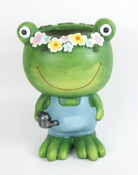 TrendLine Pflanztopf Polyresin Frosch 30 x 17 x 21 cm grün