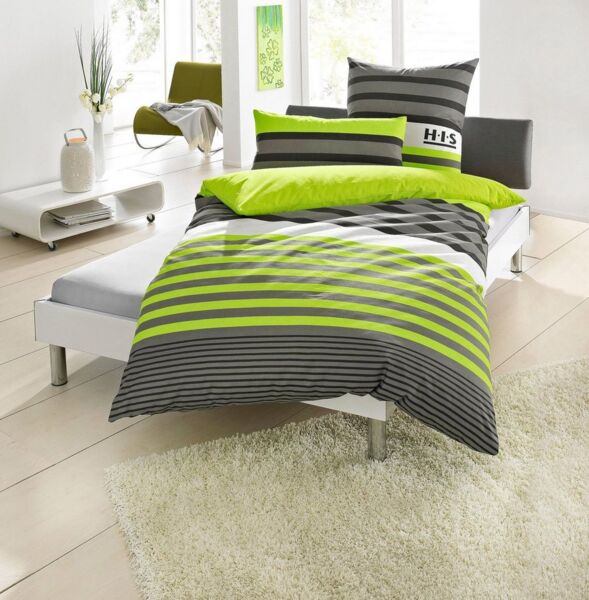 OTTO home Bettwäsche Majoran, Polycotton recycelt, 2 teilig, gestreifte Bettwäsche, Marke H.I.S by OTTO home