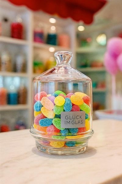 WestCraft Vorratsdose Glück im Glas - Bonboniere 3-stöckig, Bonbondose, für Süßigkeiten, Glas, (1-tlg), transparent, Bonbonglas mit Glas Deckel, Vorratsglas wie im Kiosk