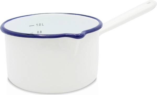 HUSUM Stieltopf 14 cm aus Emaille mit Ausguss und Literskala - 1 Liter / Topf / Karl Krüger