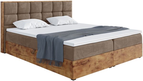 MEBLINI Boxspringbett LOFTY 1 200x220 cm mit Bettkasten - H4/Braun Samt Polsterbett - Doppelbett mit Topper & Taschenfederkern-Matratze Bild 2