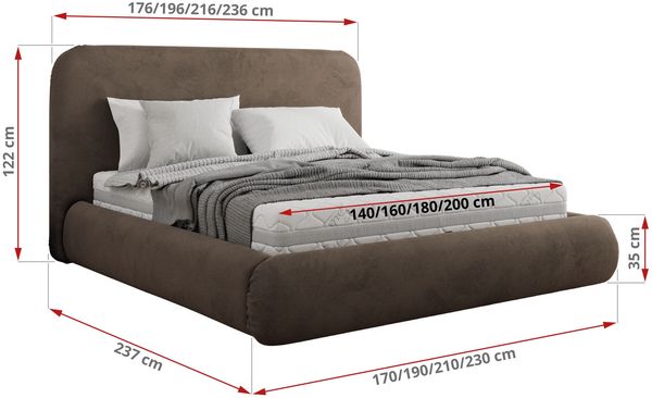 Bett mit Stauraum Polsterbett BENEA CLASSIC, Doppelbett mit Lattenrost Gepolstertes Kopfteil Gasdruckfeder Schlafzimmerbett Foam Matratze - 200 x 200 cm - Braun Velvet - MIRO LUX Bild 4