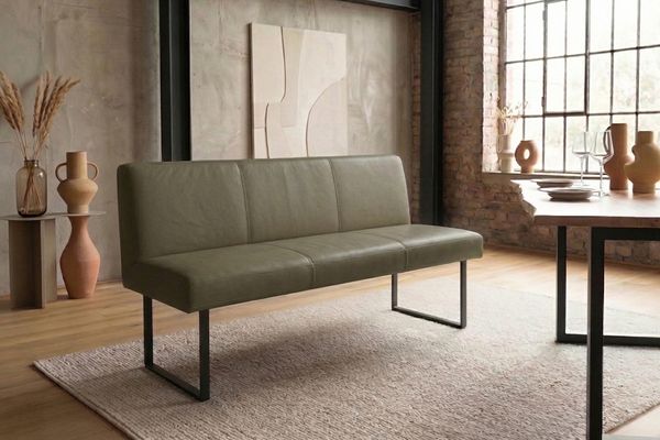 KAWOLA Esszimmerbank ELEEN Leder olivgrün 163cm 85 x 69 x 163 cm