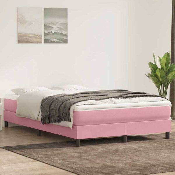 vidaXL Boxspringbett mit Matratze Rosa 140x210 cm Samt 3315926