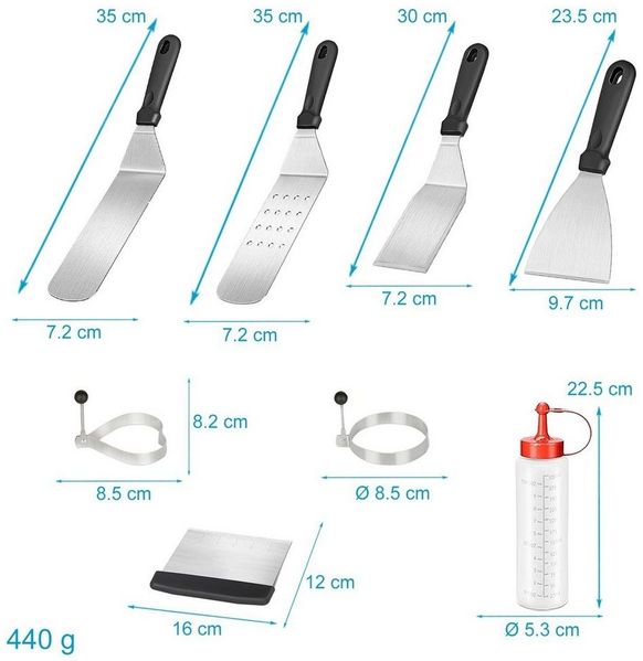 Intirilife Grillbesteck-Set, (9 tlg), BBQ Grillbesteck Grillwerkzeug Plancha Kit