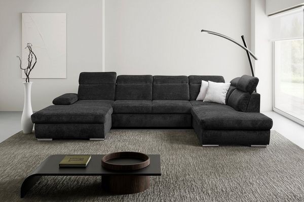 WERK2 Wohnlandschaft Cordoba inkl. Bett, Bettkasten & Kopfteilfunktion, Breite 359 cm, bequem, komfortable Wellenunterfederung, inkl. Schlaffunktion, U-Form