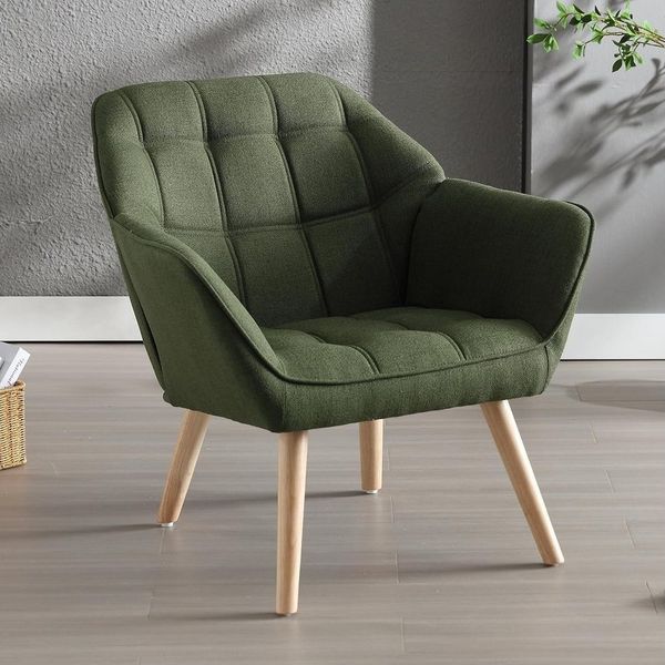 WAHSON OFFICE CHAIRS Ohrensessel mit Massivholz-/Metallbeinen Moderner Sessel aus Leinen/Samt
