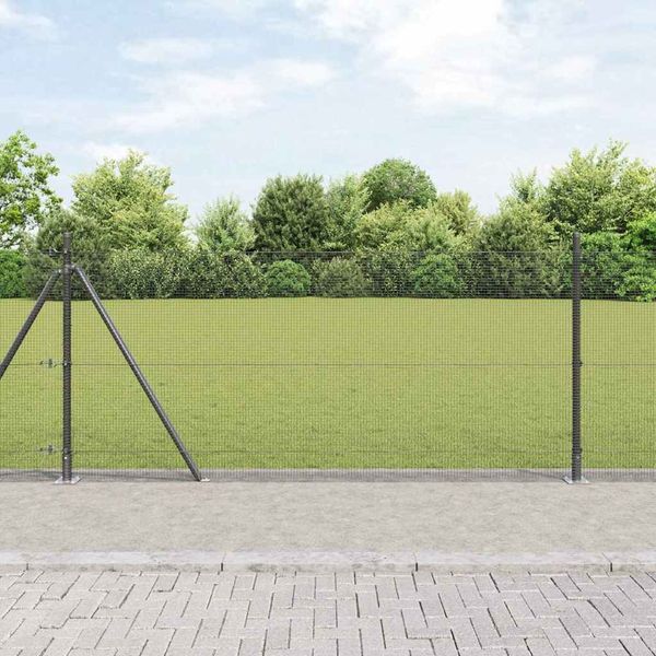 vidaXL Geschweißter Drahtzaun mit Betonfundament 50 x 1 m Grau Netz 3352588