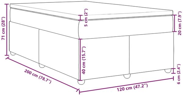 vidaXL Boxspringbett mit Matratze Schwarz 120x200 cm Stoff 3285368 Bild 12