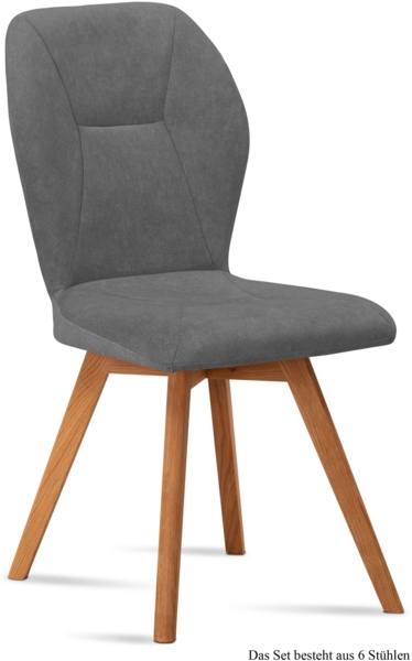 Esszimmerstuhl (6er-Set) Donia 51x92x60 Eiche geölt/Grau